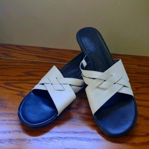 Clarks white sandals size 9